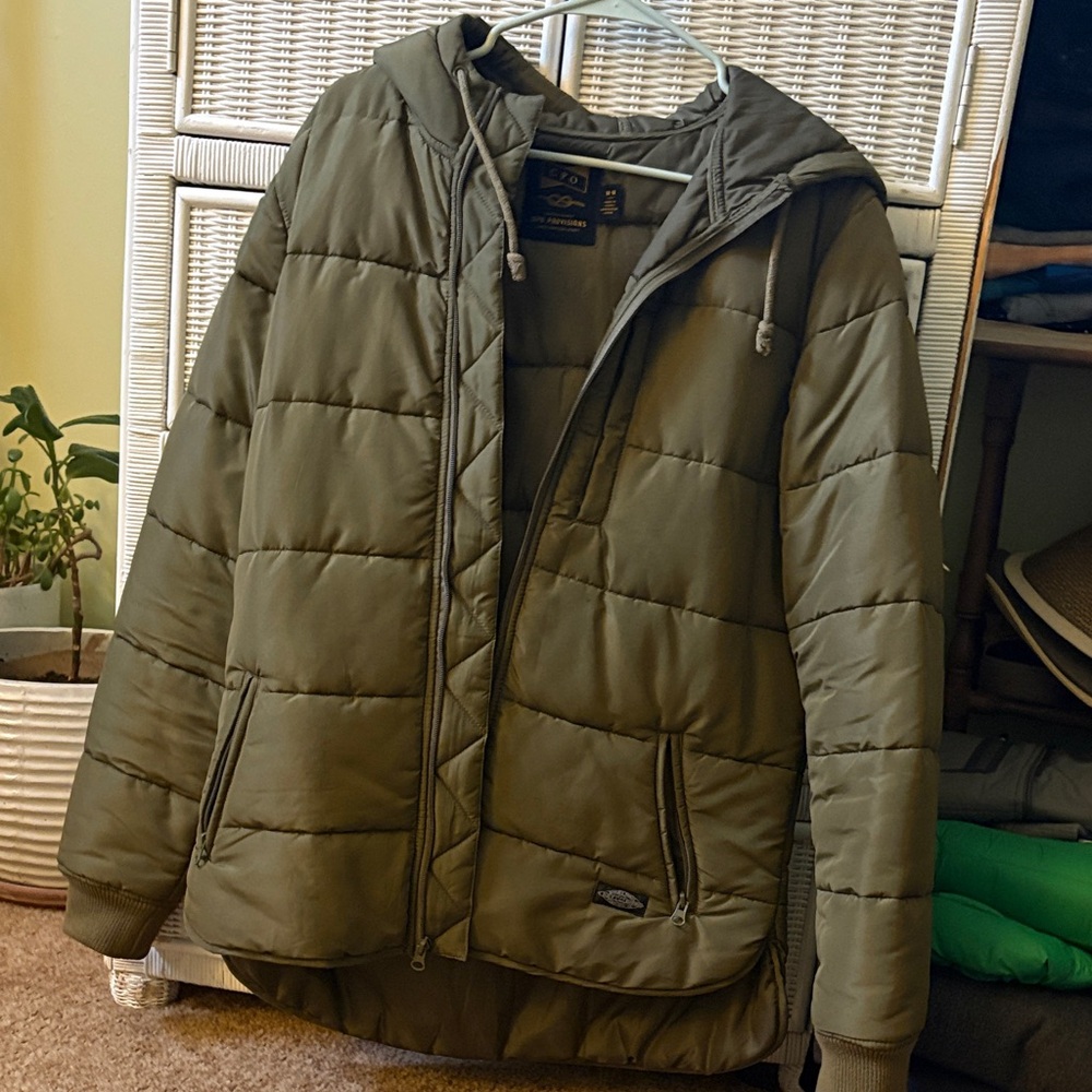 Men's Olive Hooded Puffer Jacket